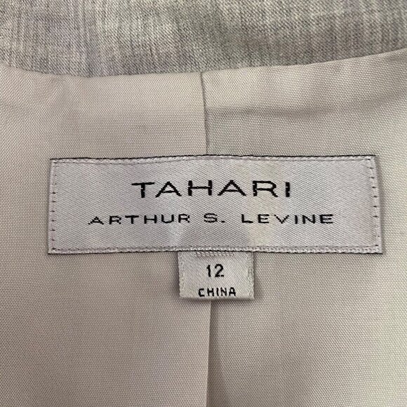 Formal suit jacket Tahari Arthur S. Levine Womens Blazer Light Gray Size 12 - Picture 4 of 12